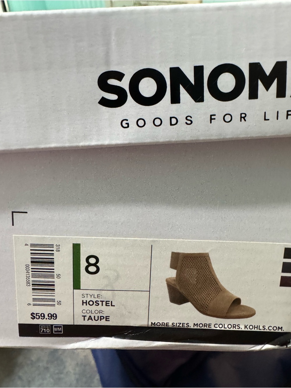 Sonoma Taupe Perforated Open-Toe Block Heel Bootie